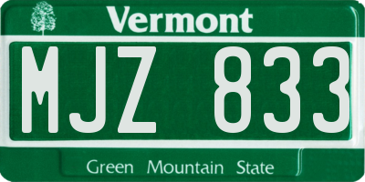 VT license plate MJZ833