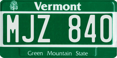 VT license plate MJZ840