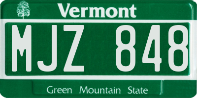 VT license plate MJZ848