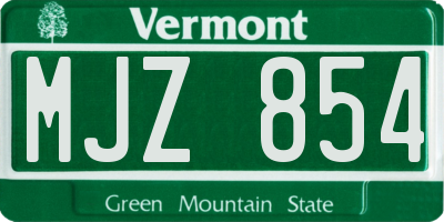 VT license plate MJZ854