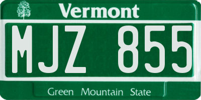 VT license plate MJZ855