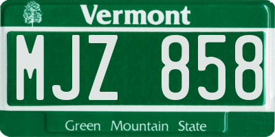 VT license plate MJZ858
