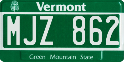 VT license plate MJZ862