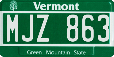 VT license plate MJZ863