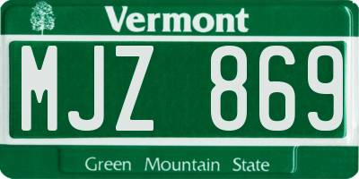 VT license plate MJZ869
