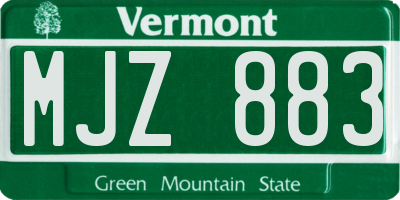 VT license plate MJZ883