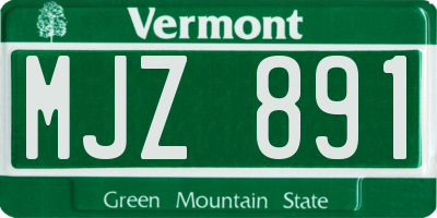 VT license plate MJZ891