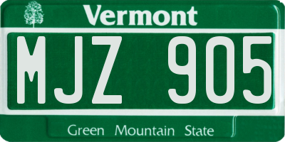 VT license plate MJZ905