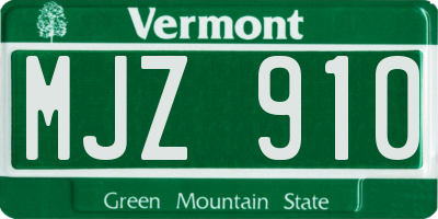 VT license plate MJZ910