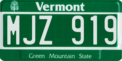 VT license plate MJZ919