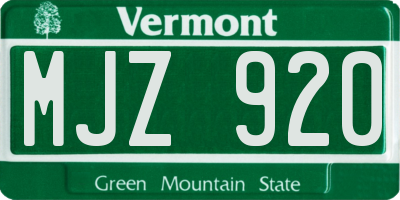 VT license plate MJZ920