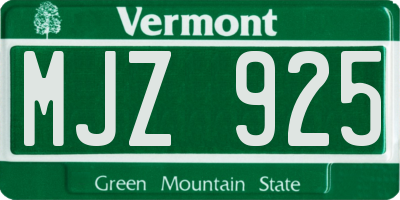 VT license plate MJZ925