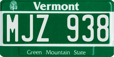 VT license plate MJZ938