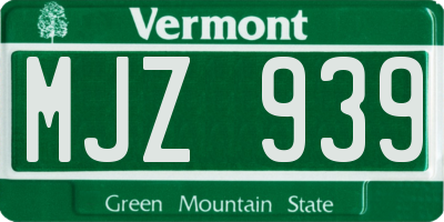 VT license plate MJZ939