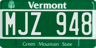 VT license plate MJZ948