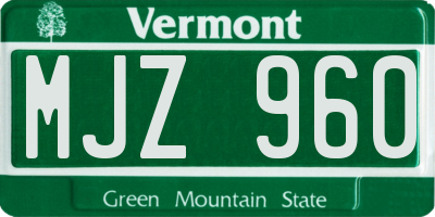 VT license plate MJZ960