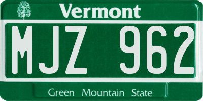 VT license plate MJZ962
