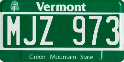 VT license plate MJZ973