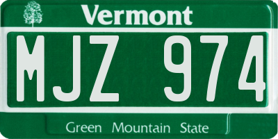 VT license plate MJZ974