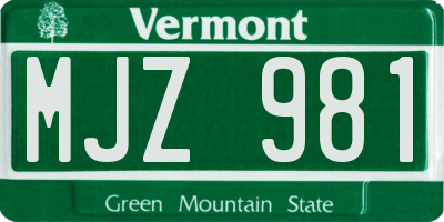 VT license plate MJZ981