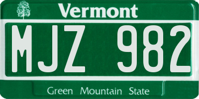 VT license plate MJZ982