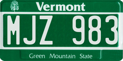 VT license plate MJZ983