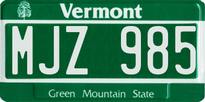 VT license plate MJZ985