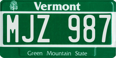 VT license plate MJZ987