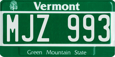 VT license plate MJZ993