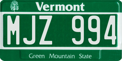 VT license plate MJZ994