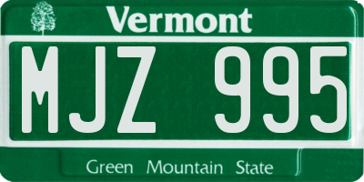 VT license plate MJZ995