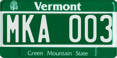 VT license plate MKA003