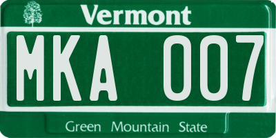 VT license plate MKA007