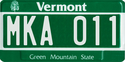 VT license plate MKA011