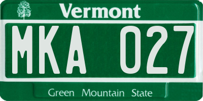 VT license plate MKA027