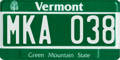 VT license plate MKA038