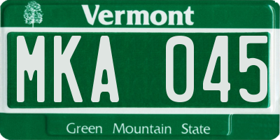 VT license plate MKA045