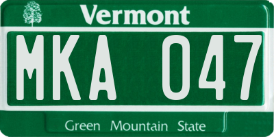 VT license plate MKA047