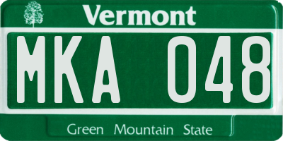 VT license plate MKA048
