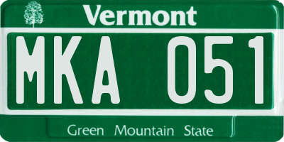 VT license plate MKA051