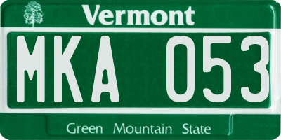 VT license plate MKA053