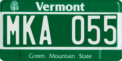 VT license plate MKA055