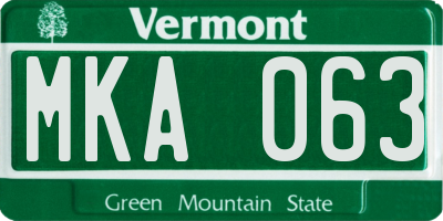 VT license plate MKA063