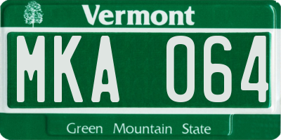 VT license plate MKA064