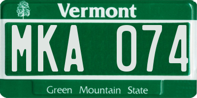 VT license plate MKA074