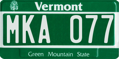 VT license plate MKA077