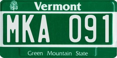 VT license plate MKA091