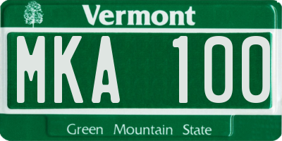 VT license plate MKA100