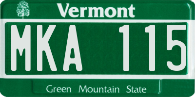 VT license plate MKA115