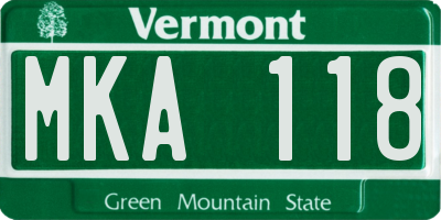 VT license plate MKA118